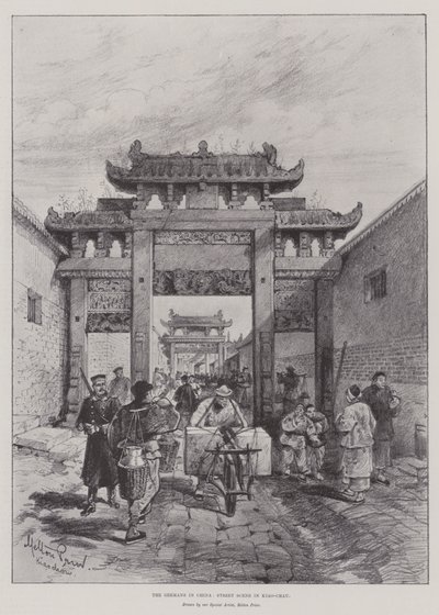 中国のドイツ人、キアオ・チャウのストリートシーン 作： Melton Prior